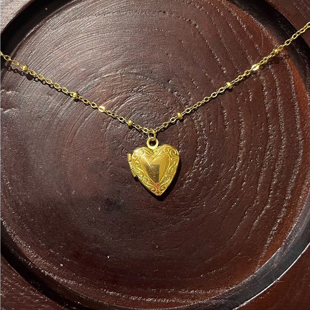 Gold Heart Locket Necklace